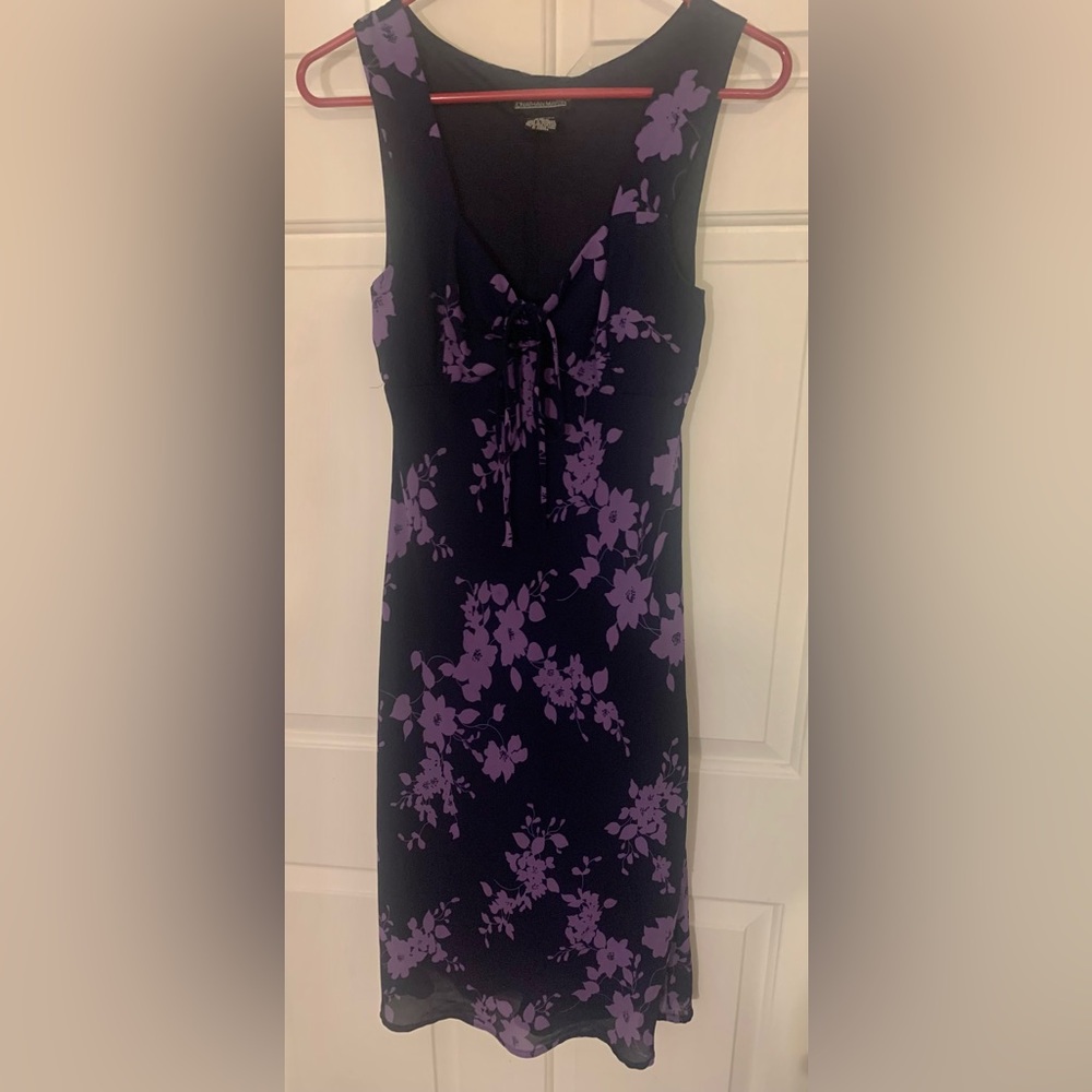 Womens Jonathan Martain Purple & Black Floral Print Dress Polyester Size 9